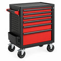 Carro de herramientas 76 x 46 x 95 cm de acero negro y rojo con 6 cajones y ruedas