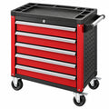 Carro de herramientas 76 x 46 x 95 cm de acero rojo y negro con 6 cajones y ruedas