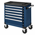 Carro de herramientas 77 x 46 x 97 cm de acero azul con 7 cajones y ruedas
