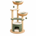 Árbol rascador para gatos 60 x 50 x 145 cm de sisal y mimbre verde beige con refugio y cestas