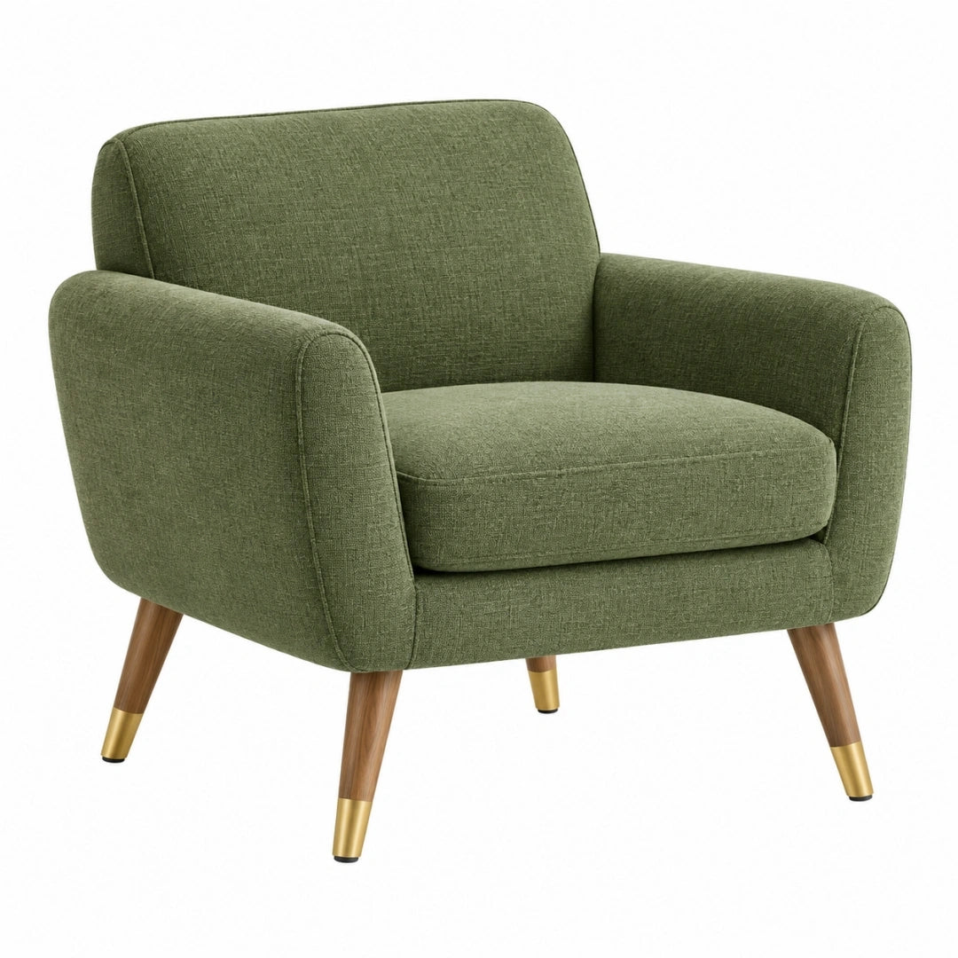 Sillón 78 x 76 x 85 cm tapizado verde con patas de madera estilo moderno