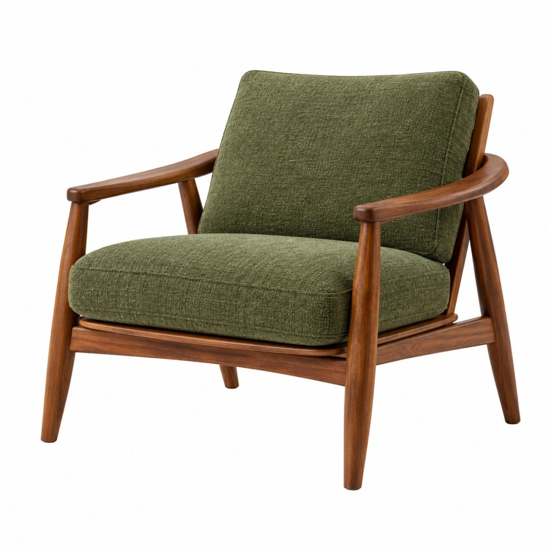Sillón 75 x 80 x 85 cm de madera y tapizado verde estilo moderno