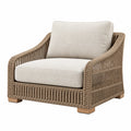Sillón de exterior 85 x 85 x 82 cm de fibra trenzada beige con asiento acolchado