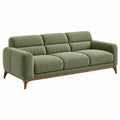 Sofá de 3 plazas 210 x 90 x 88 cm de tela verde oliva con patas de madera - estilo moderno para salón