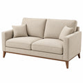 Sofá de 2 plazas 170 cm en tela beige con patas de madera estilo contemporáneo