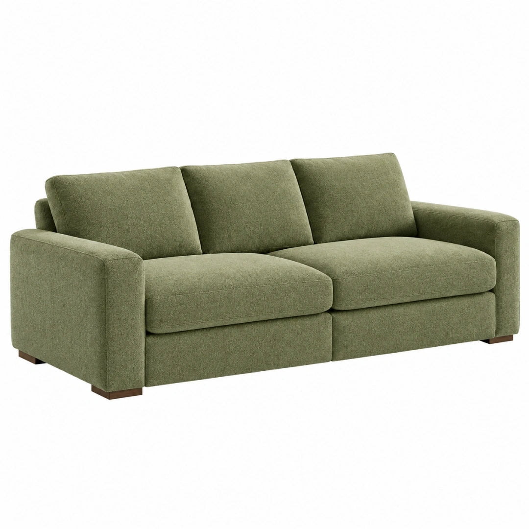 Sofá de tres plazas 220 cm tapizado en tela verde - estilo contemporáneo