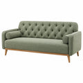Sofá de dos plazas 170 x 85 x 86 cm tapizado verde con capitoné y patas de madera