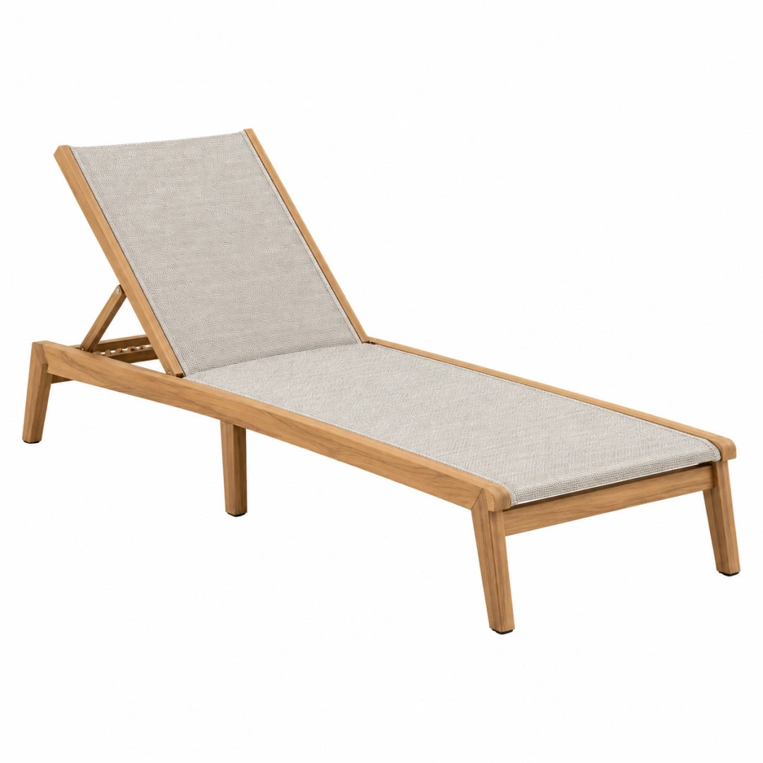 Tumbona 200 x 70 cm de madera y textil beige reclinable para exterior
