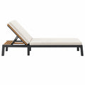 Tumbona de exterior 200 x 70 cm de madera y metal beige con respaldo reclinable