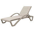 Tumbona 195 x 65 x 33 cm de resina y malla beige para exterior reclinable