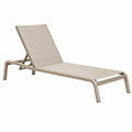 Tumbona de exterior 195 x 65 x 90 cm de aluminio beige con respaldo reclinable