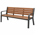 Banco de jardín 150 x 60 x 85 cm de madera y metal marrón negro con reposabrazos